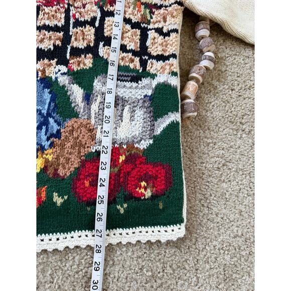 Vintage Y2K 90s Tiara Knit Fall Scarecrow Pumpkin Patch Sunflower Farm Sweater - Picture 9 of 9